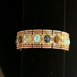 Liz Claiborne Green & Turquoise Cuff Bracelet